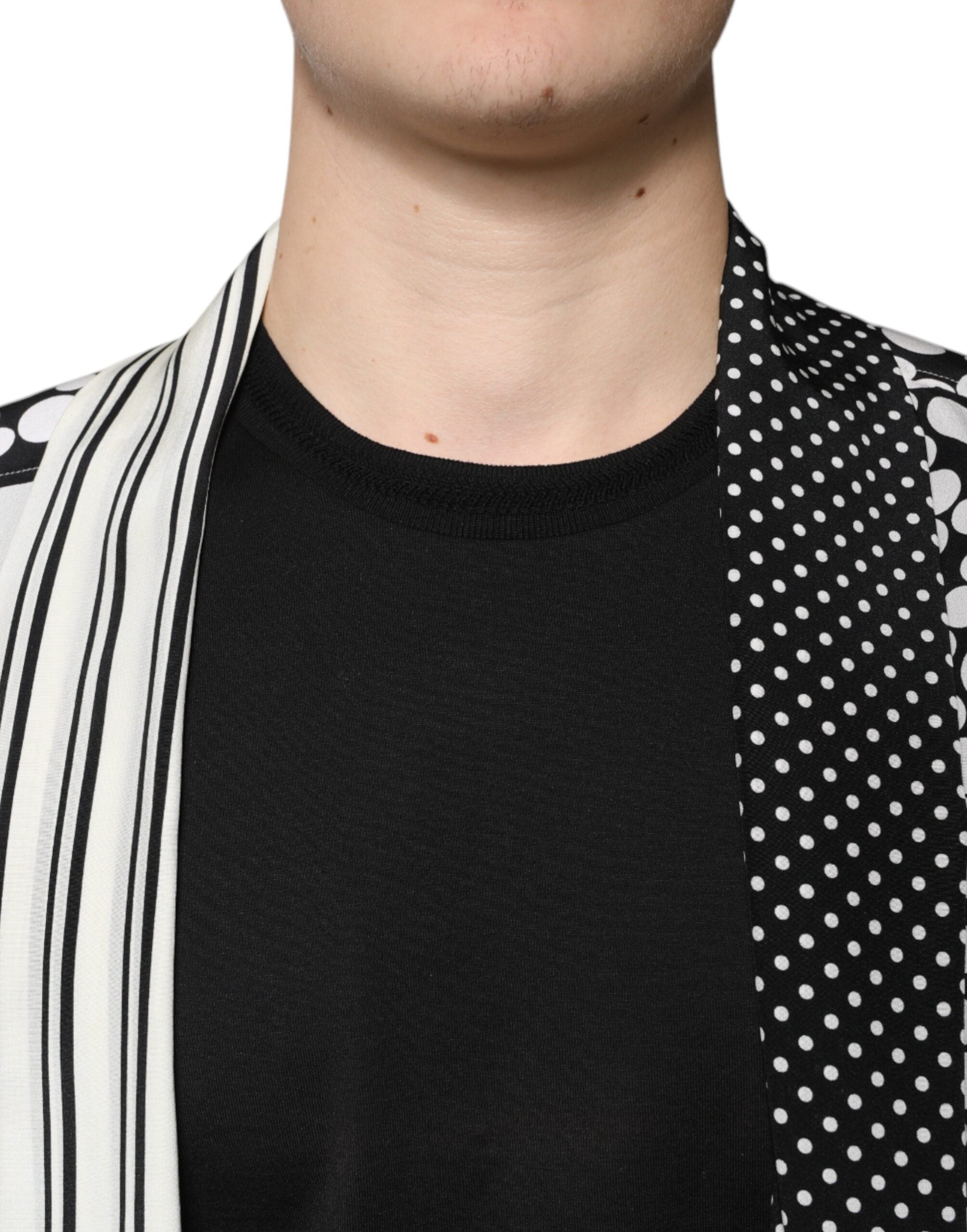 Dolce & Gabbana Black White Polka Dots Silk Men's Casual Shirt